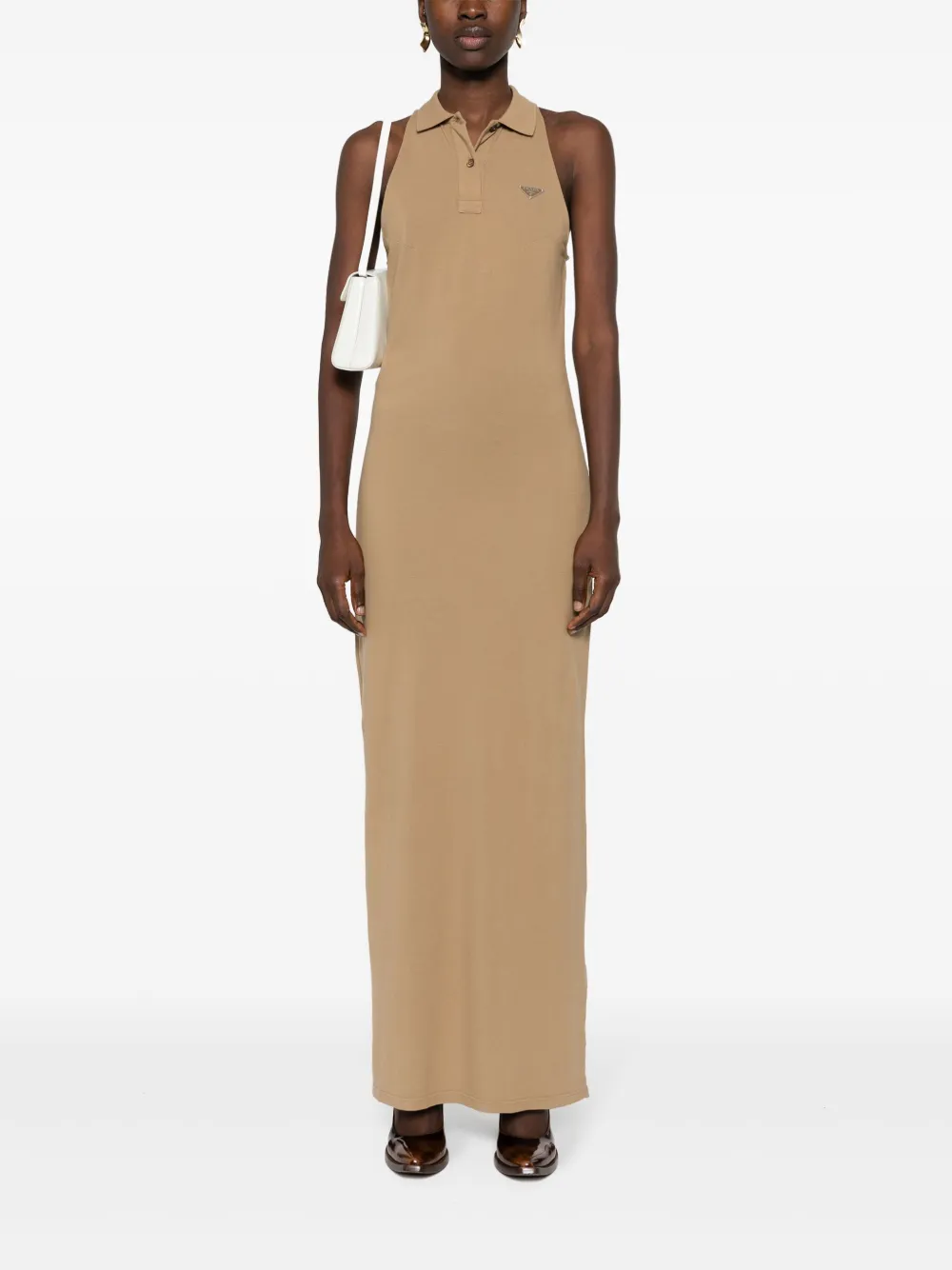 Prada Piqué katoenen maxi-jurk - Bruin