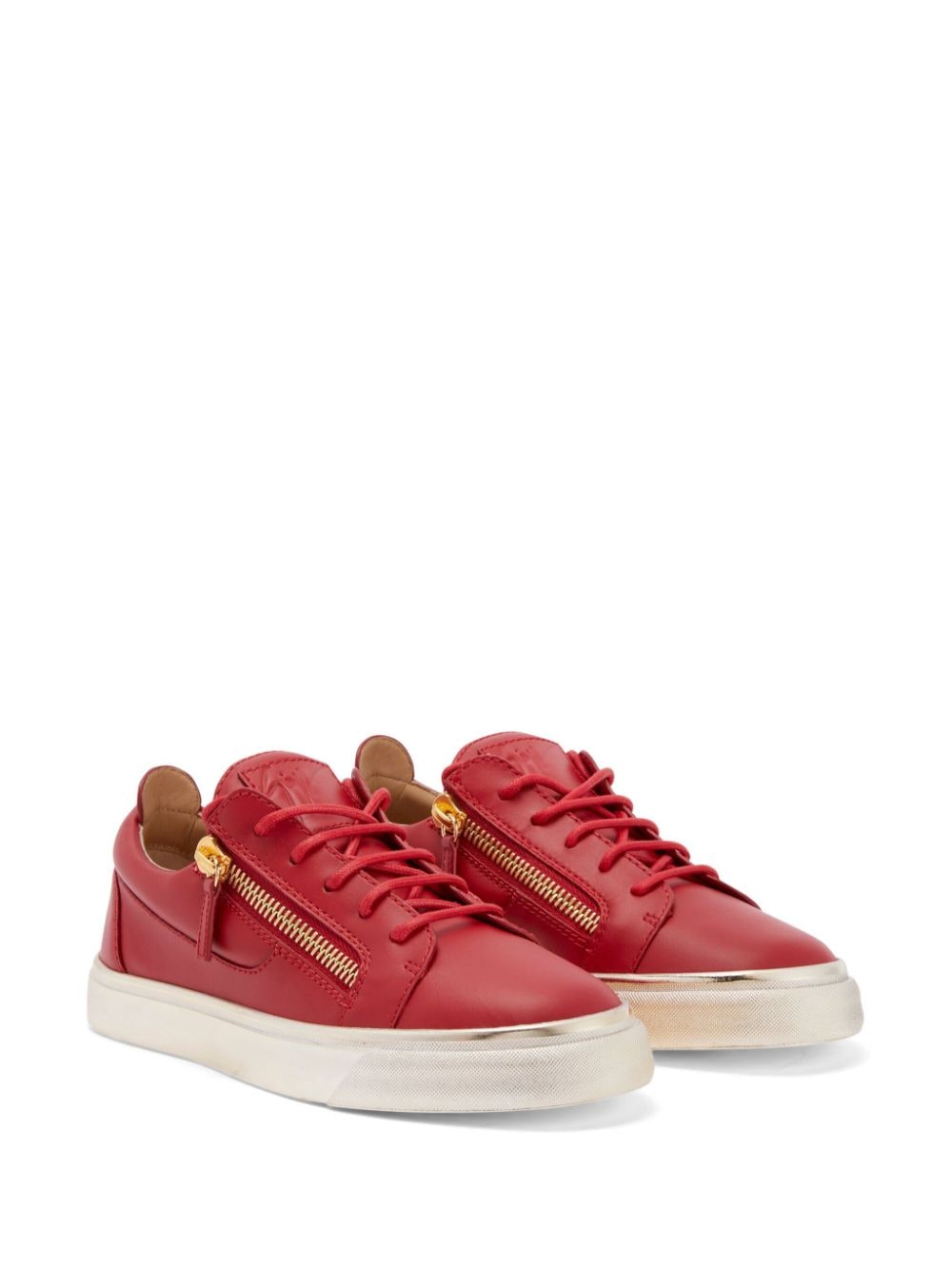 Shop Giuseppe Zanotti Gail Zip-fastening Leather Sneakers In Red