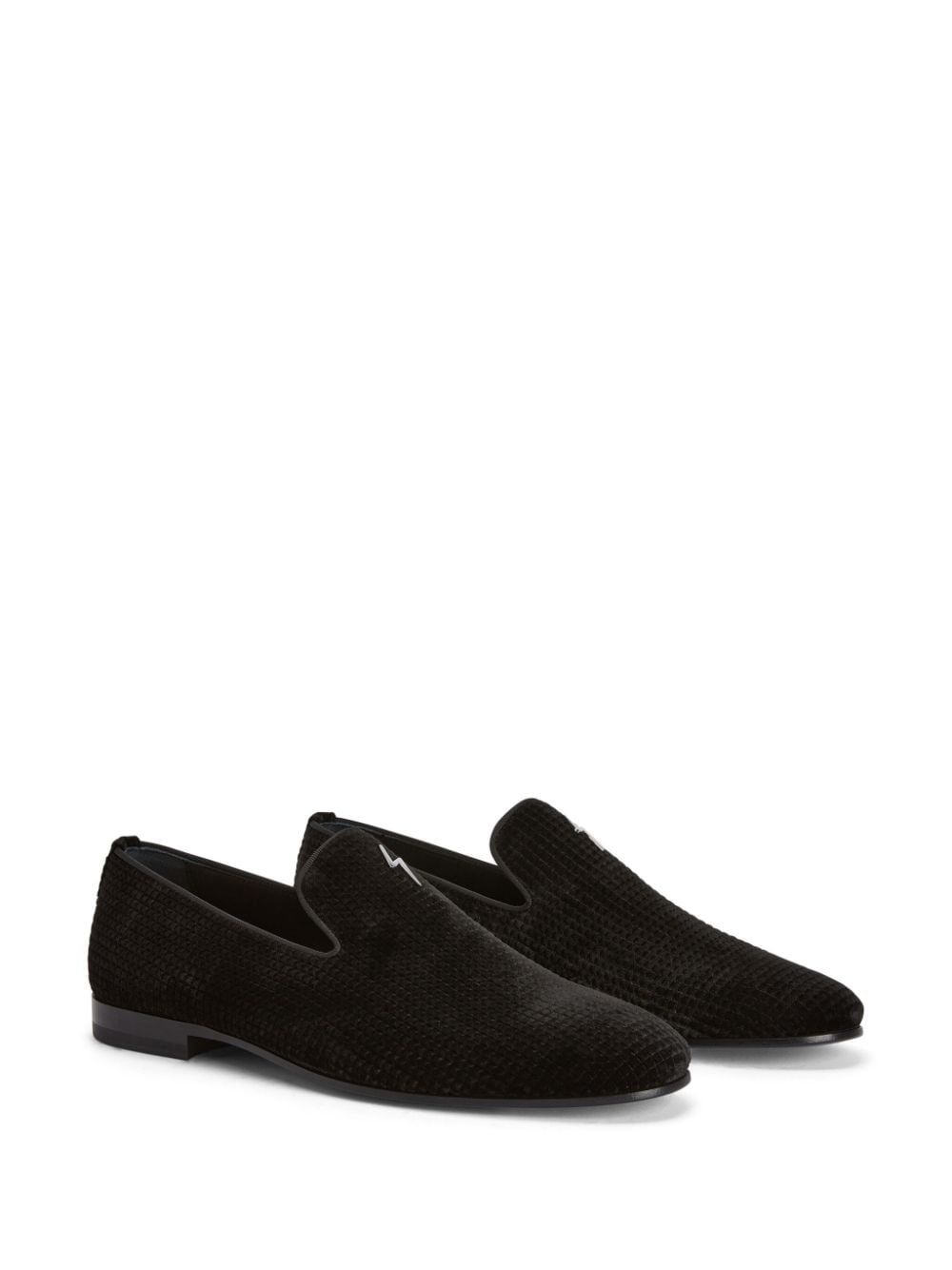 Shop Giuseppe Zanotti G-flash Velvet Loafers In Black