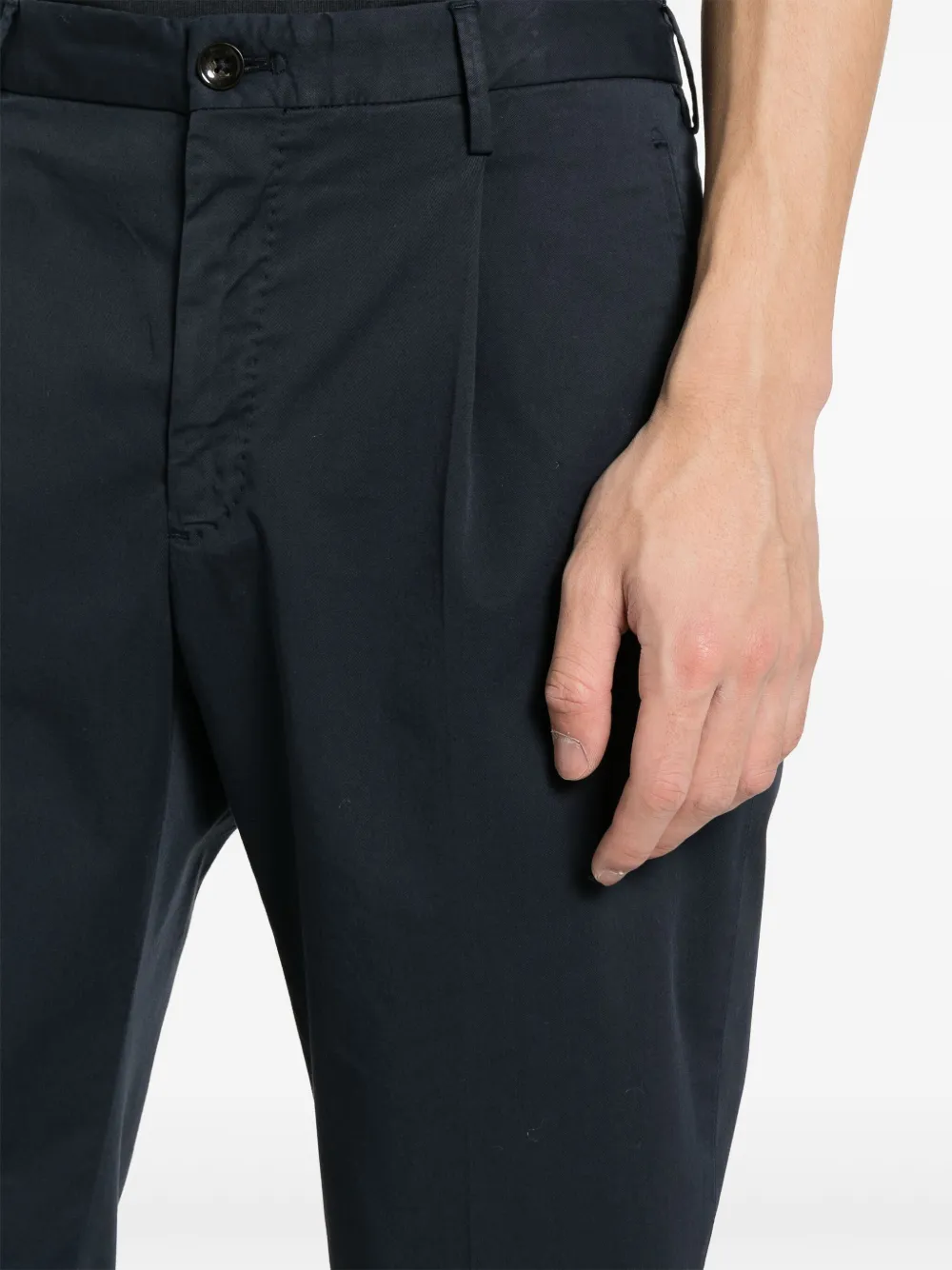 Shop Incotex Stretch-cotton Tapered Trousers In Blue