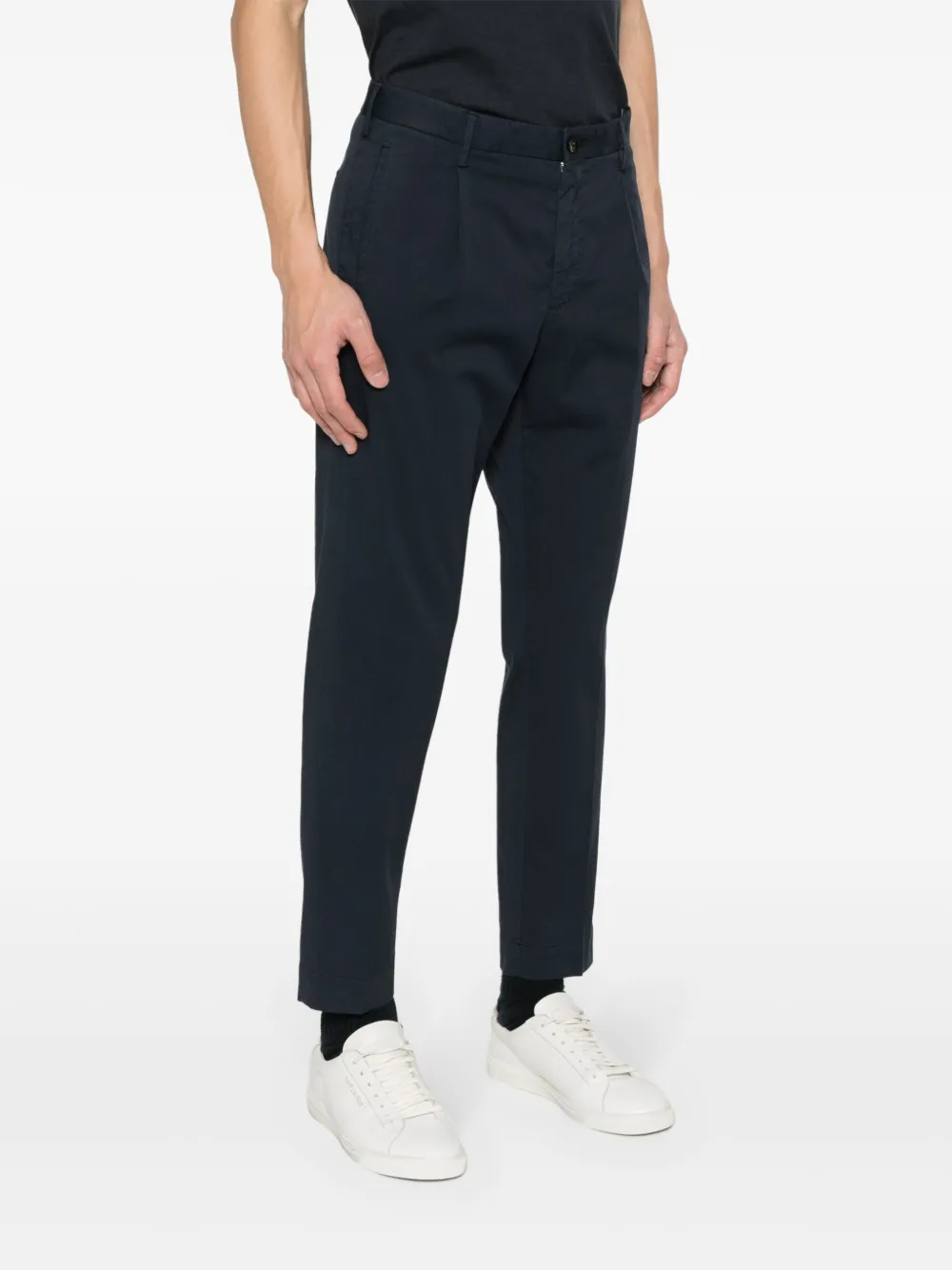 Shop Incotex Stretch-cotton Tapered Trousers In Blue