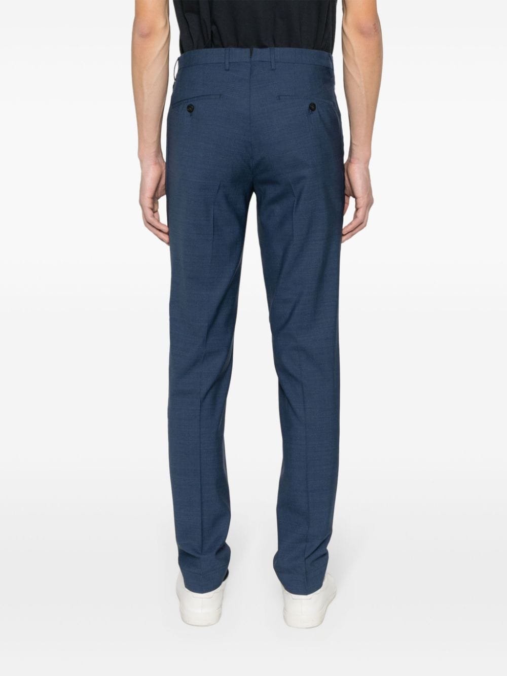 Shop Incotex Tapered Virgin Wool Trousers In Blue