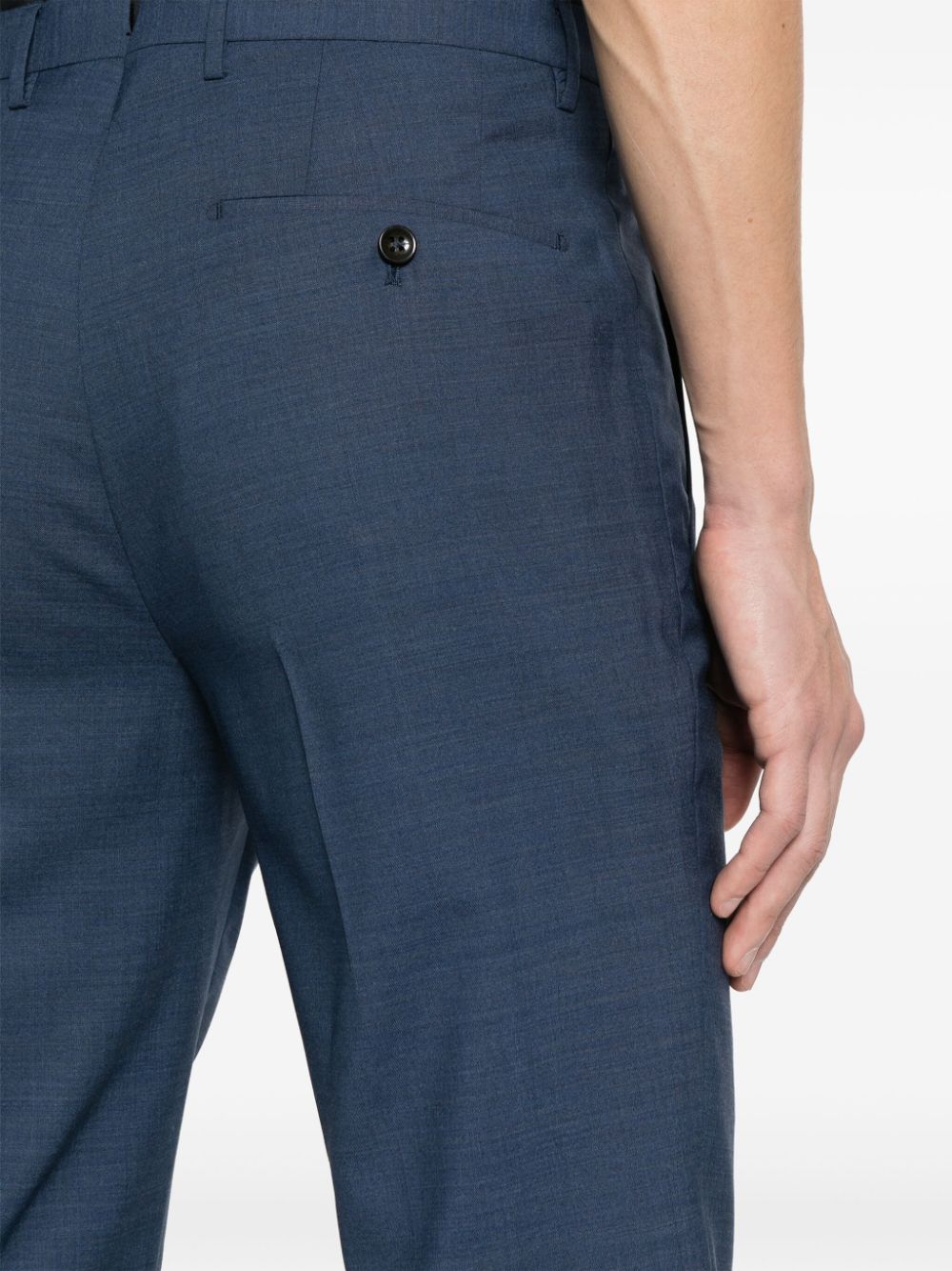 Shop Incotex Tapered Virgin Wool Trousers In Blue