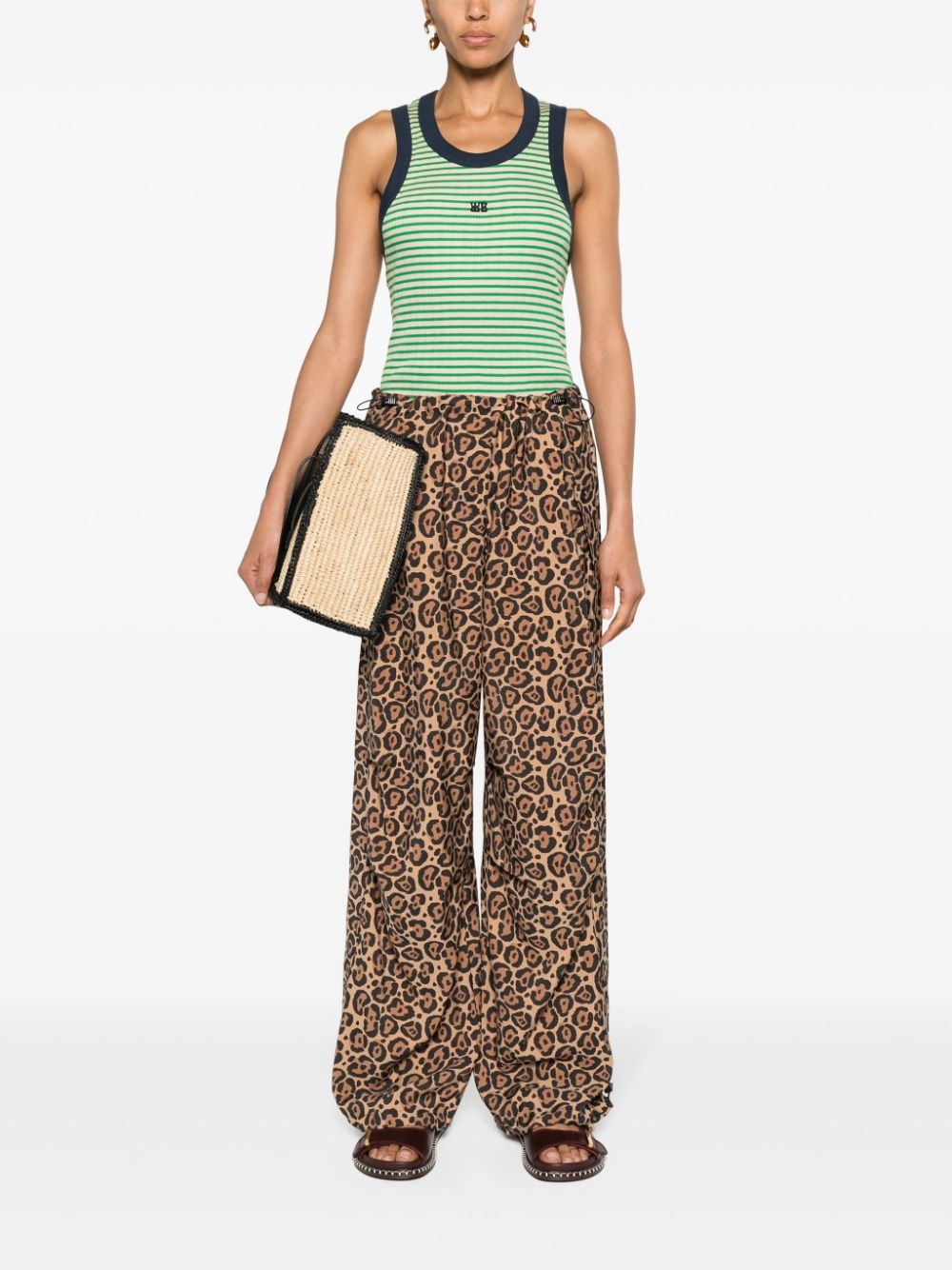 Shop Emporio Armani Leopard-print Tapered Trousers In Neutrals