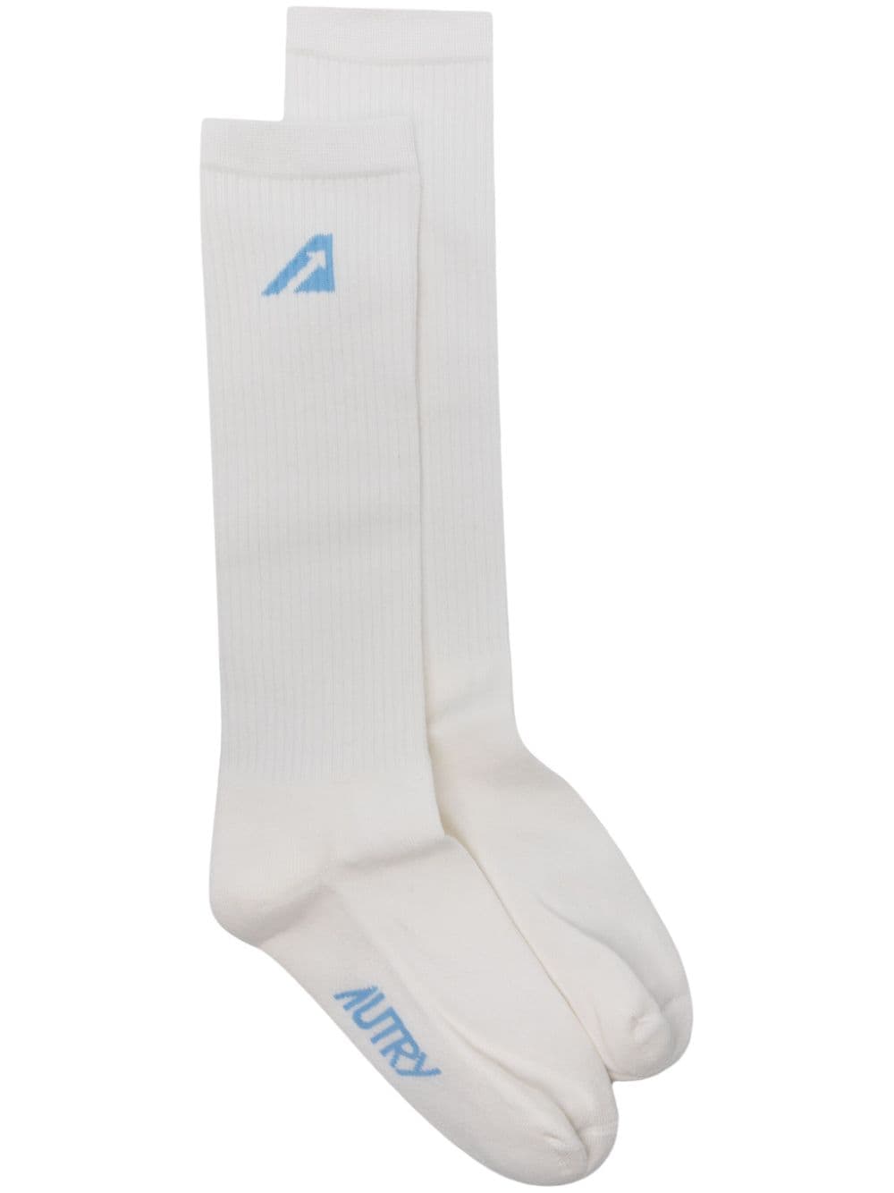 Autry Logo-print Ribbed Socks In White