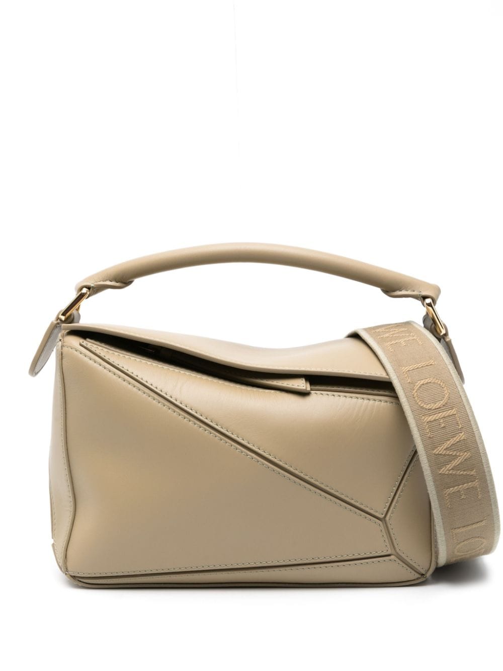 Loewe Small Puzzle Leather Tote Bag In Neutral
