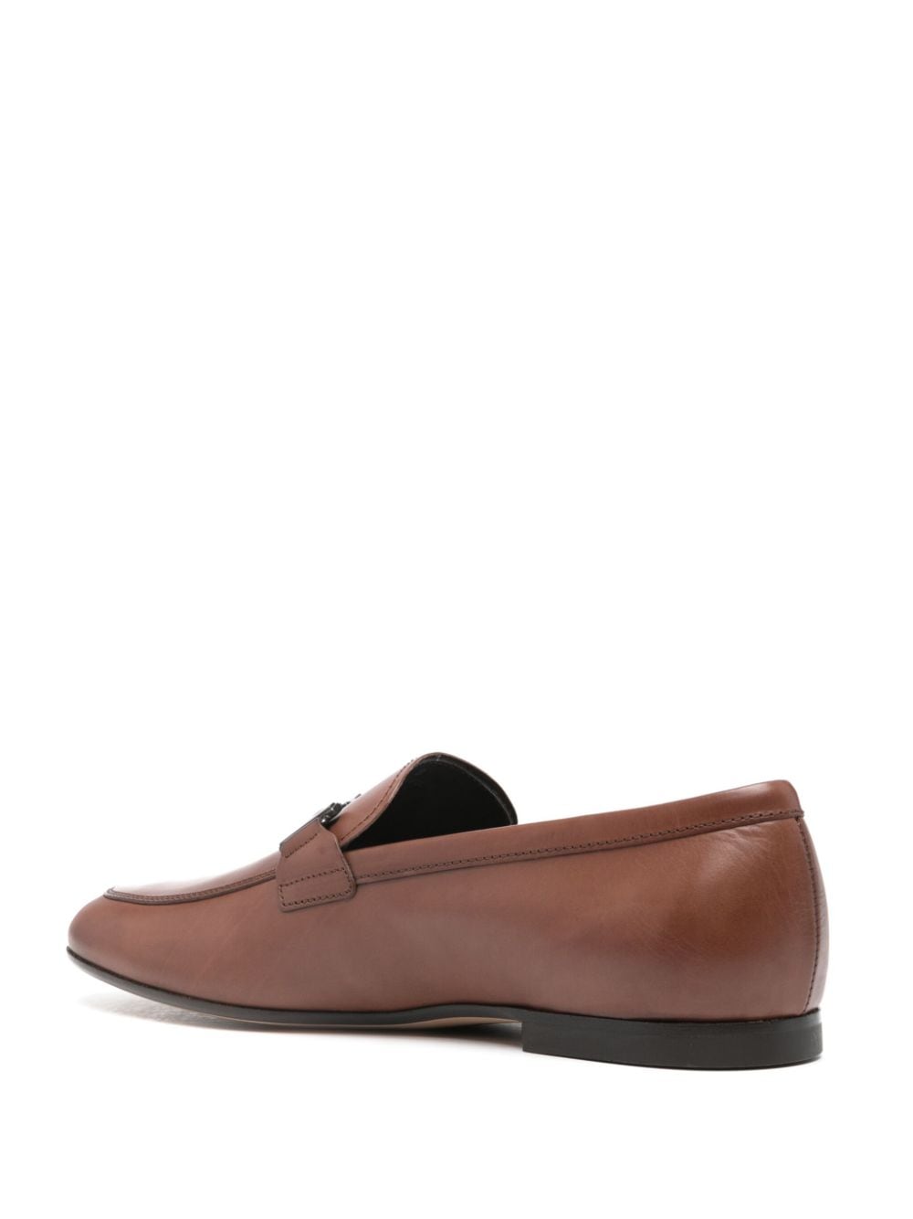 Shop Tod's T Ring Leather Loafers In Brown