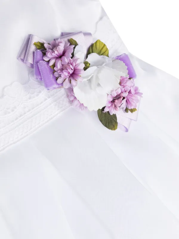 Colorichiari floral-appliqué dress - White