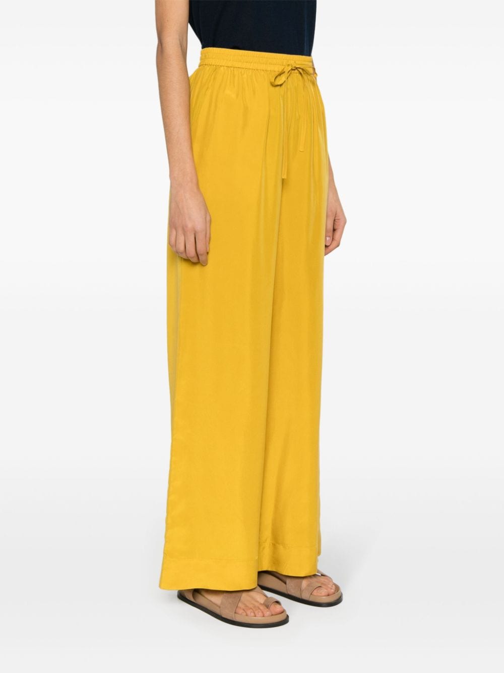 Shop P.a.r.o.s.h Wide-leg Silk Trousers In Yellow