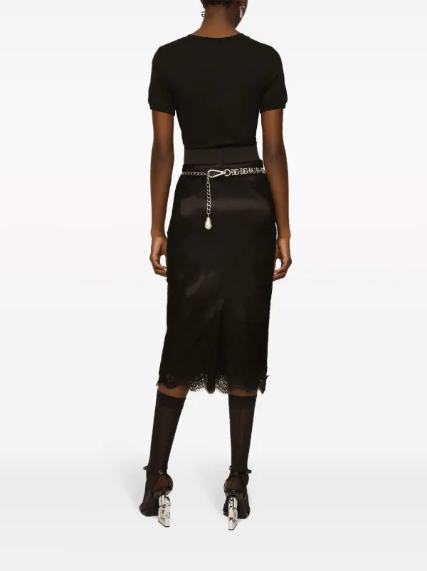 Dolce & Gabbana Satin Midi Skirt | Black | FARFETCH