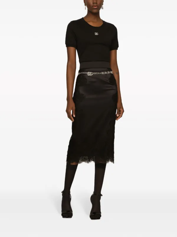 Dolce & Gabbana Satin Midi Skirt | Black | FARFETCH