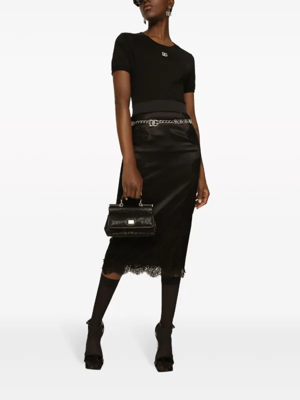 Dolce & Gabbana Satin Midi Skirt | Black | FARFETCH