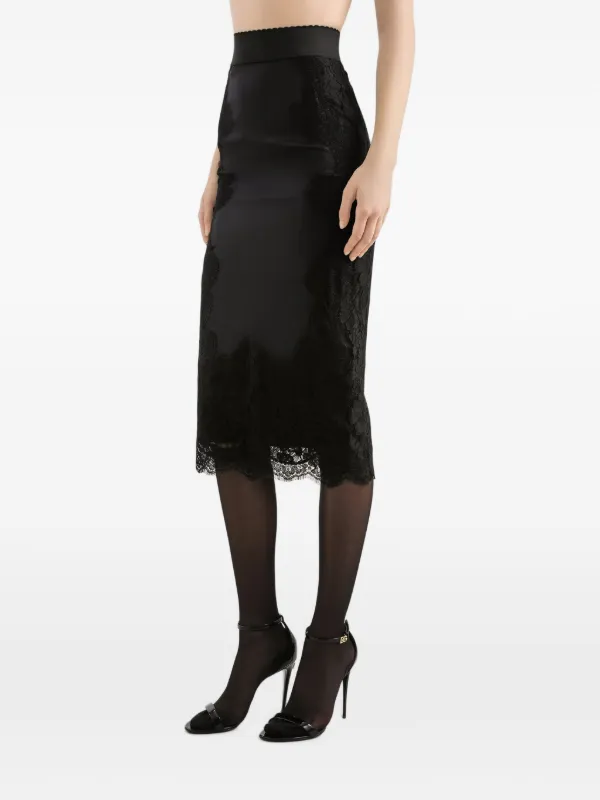 Dolce & Gabbana Satin Midi Skirt | Black | FARFETCH