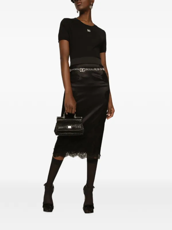 Dolce & Gabbana Satin Midi Skirt | Black | FARFETCH