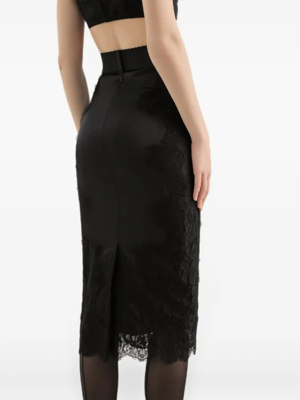 Dolce & Gabbana Satin Midi Skirt | Black | FARFETCH
