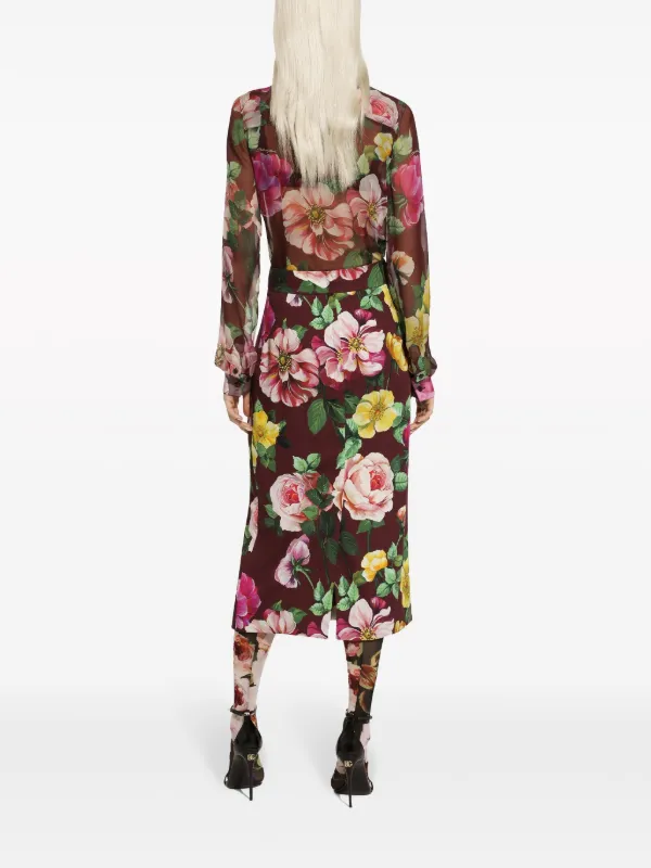 Dolce & Gabbana カメリアプリント シルクブラウス | レッド | FARFETCH JP