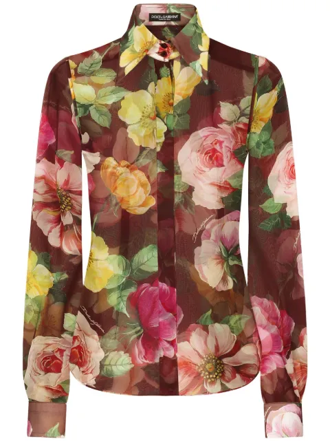 Dolce & Gabbana blusa de seda con camelias estampadas