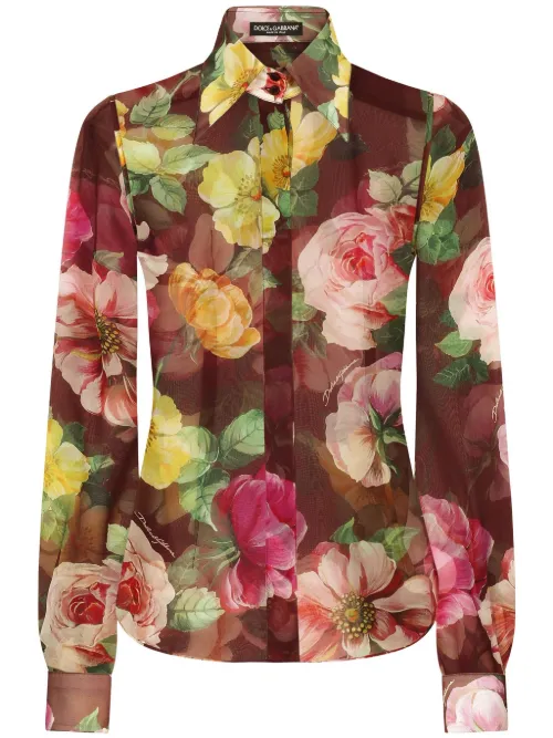 Blouse à imprimé camelia - Dolce & Gabbana - Modalova