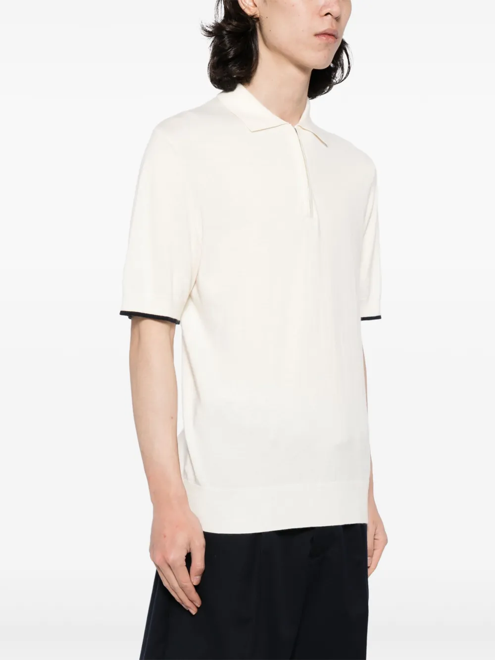 Shop N•peal Fine-knit Polo Shirt In Neutrals