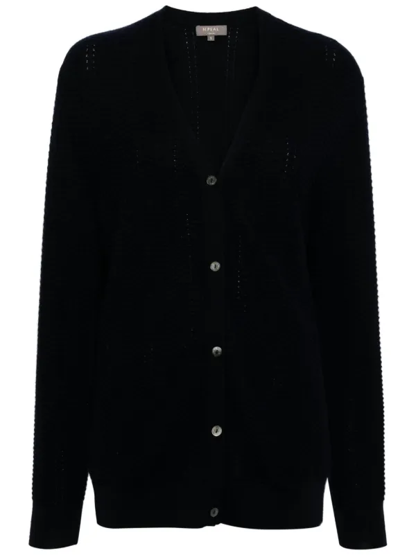 V-neck open-knit Cardigan Blue FARFETCH BH