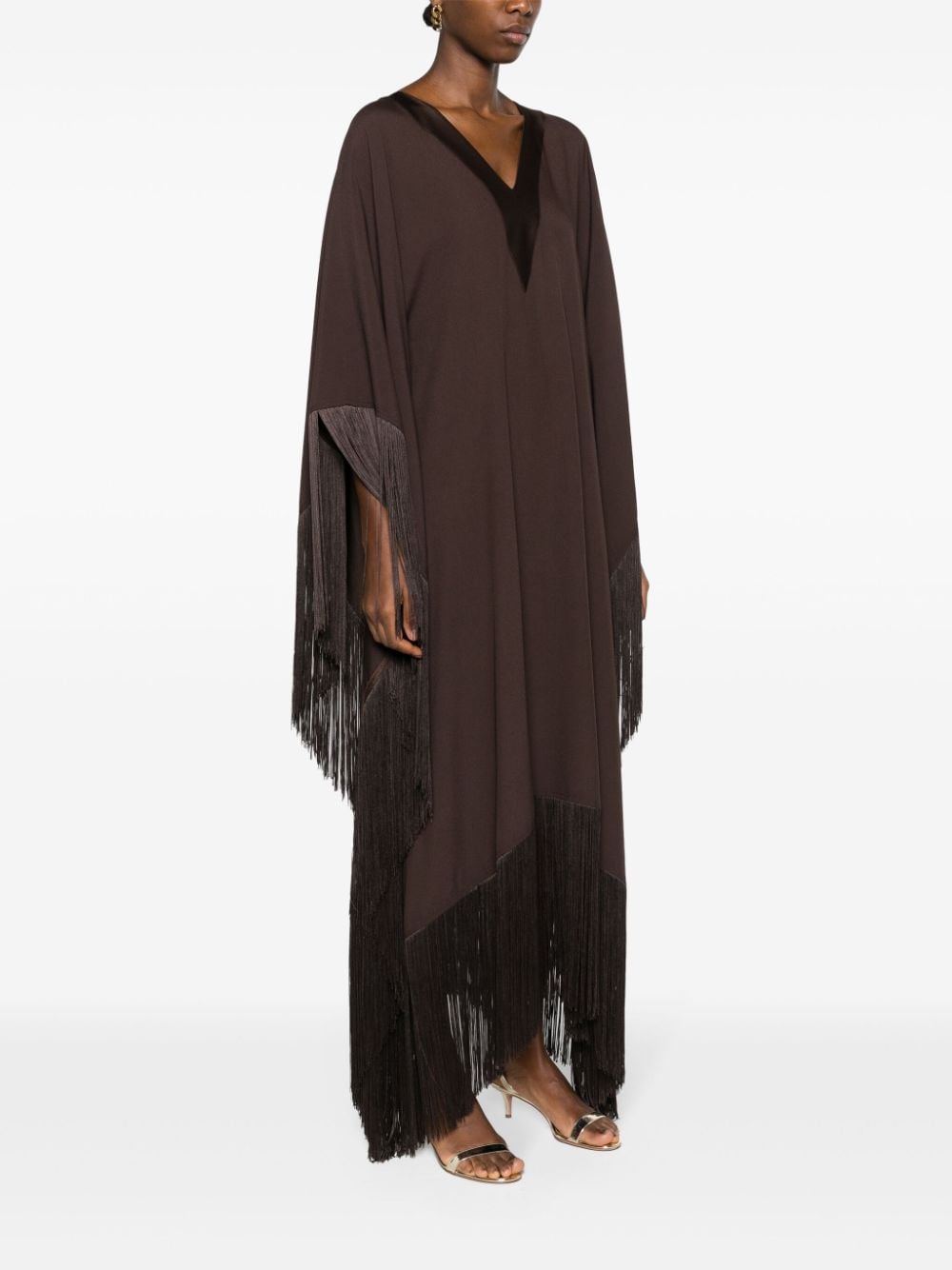 Shop Taller Marmo Very Ross Fringed Kaftan In Brown