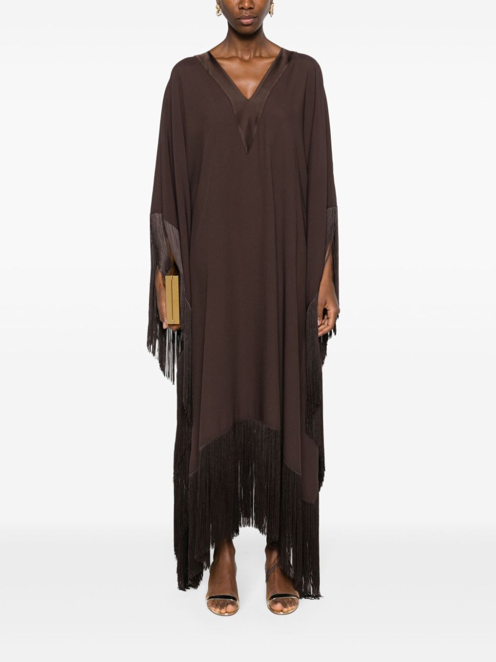 Shop Taller Marmo Very Ross Fringed Kaftan In Brown