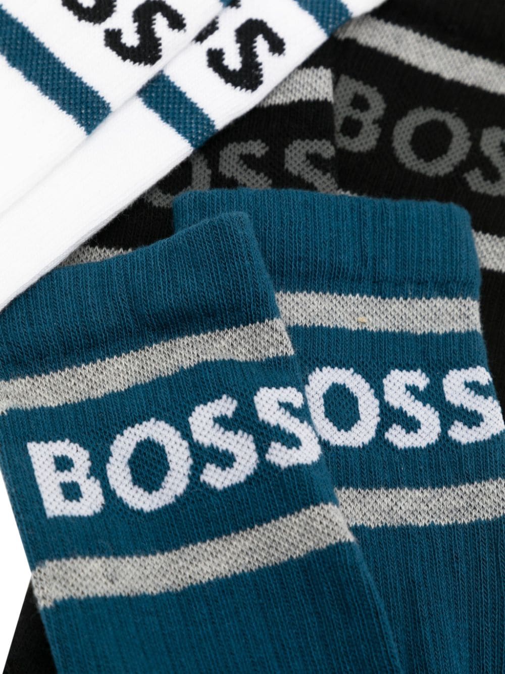BOSS Drie paar sokken met logo-intarsia Veelkleurig