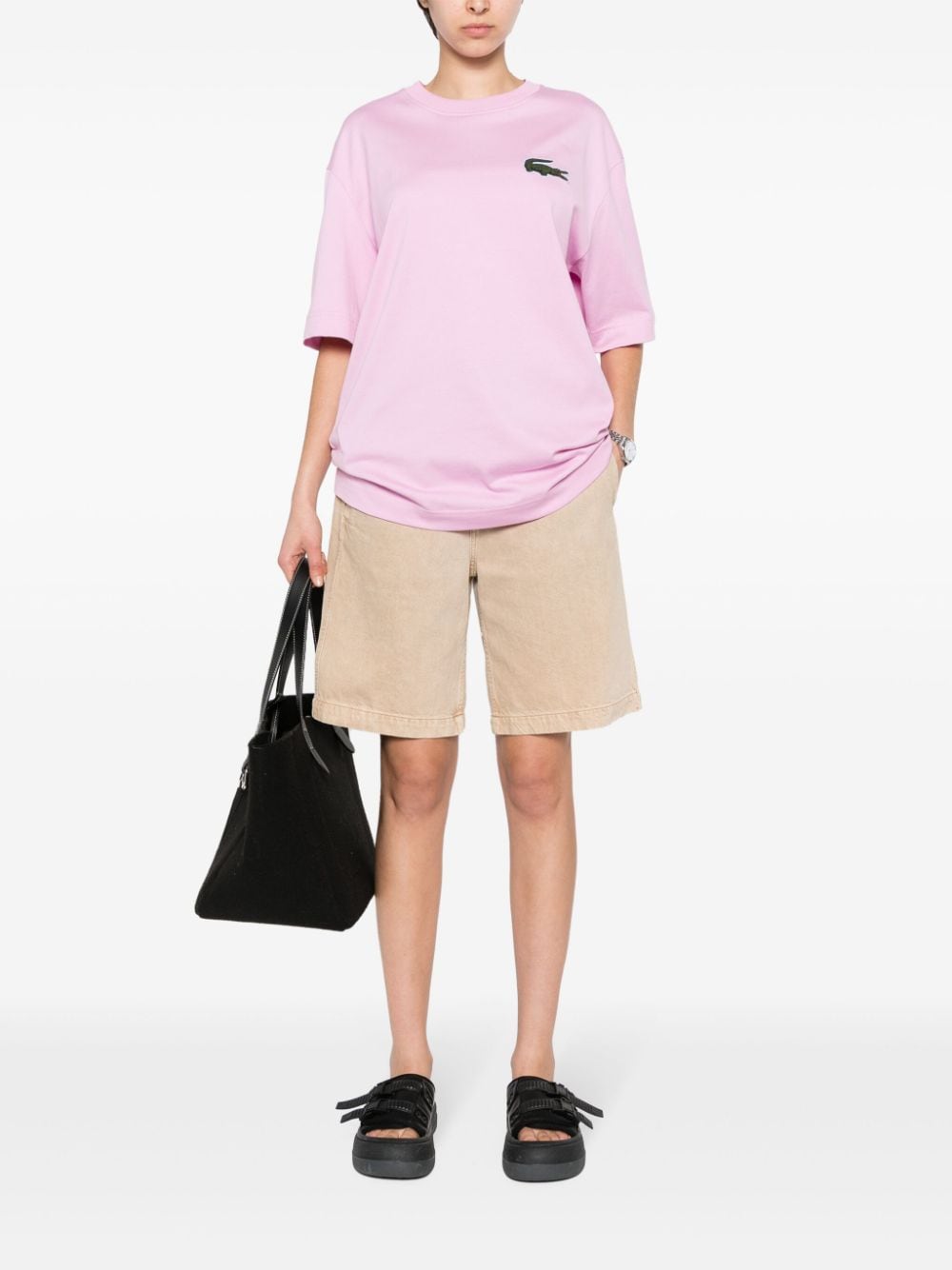 Lacoste T-shirt met logopatch Roze