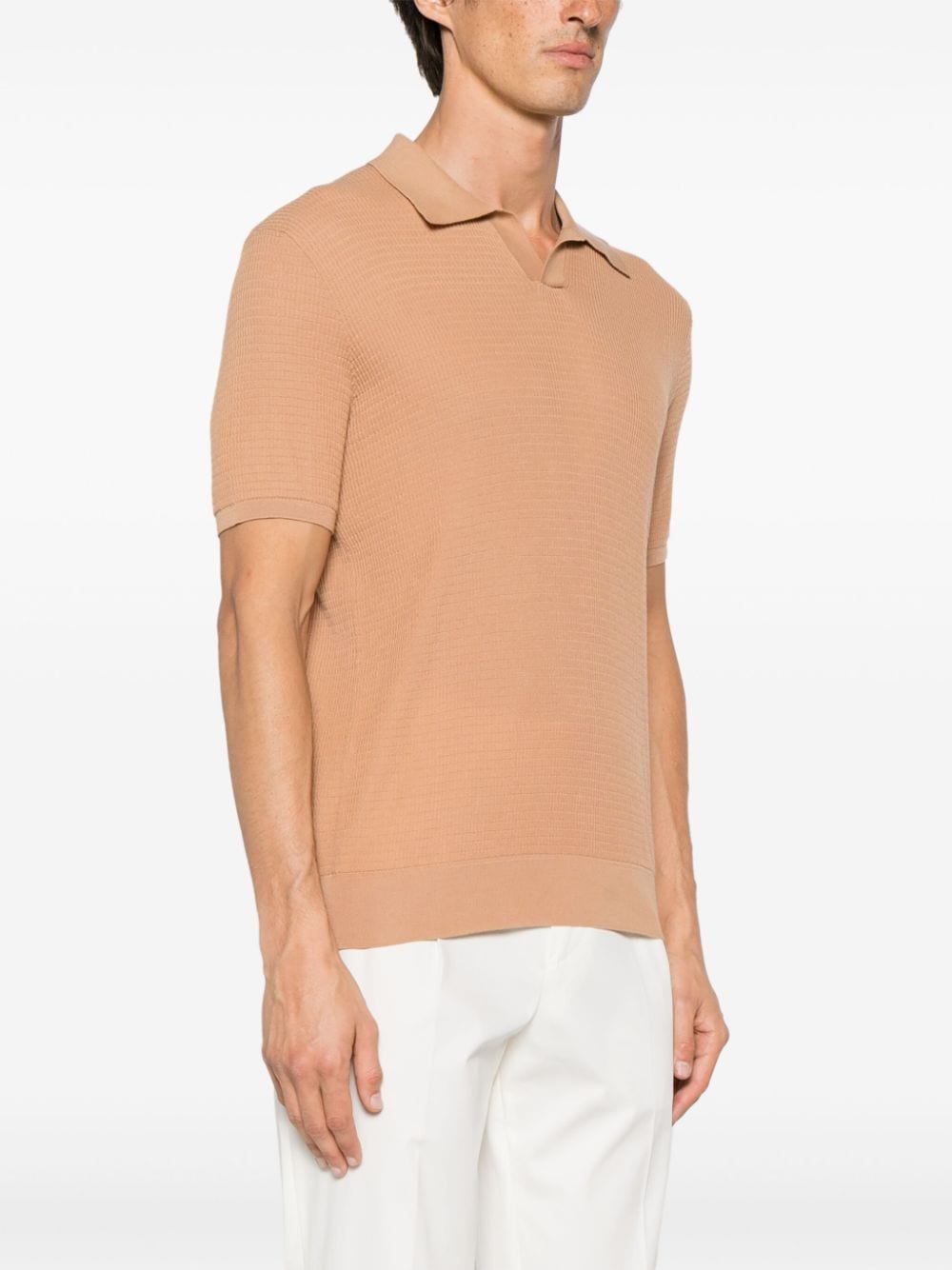 Shop Roberto Collina Textured Cotton Polo Shirt In Neutrals