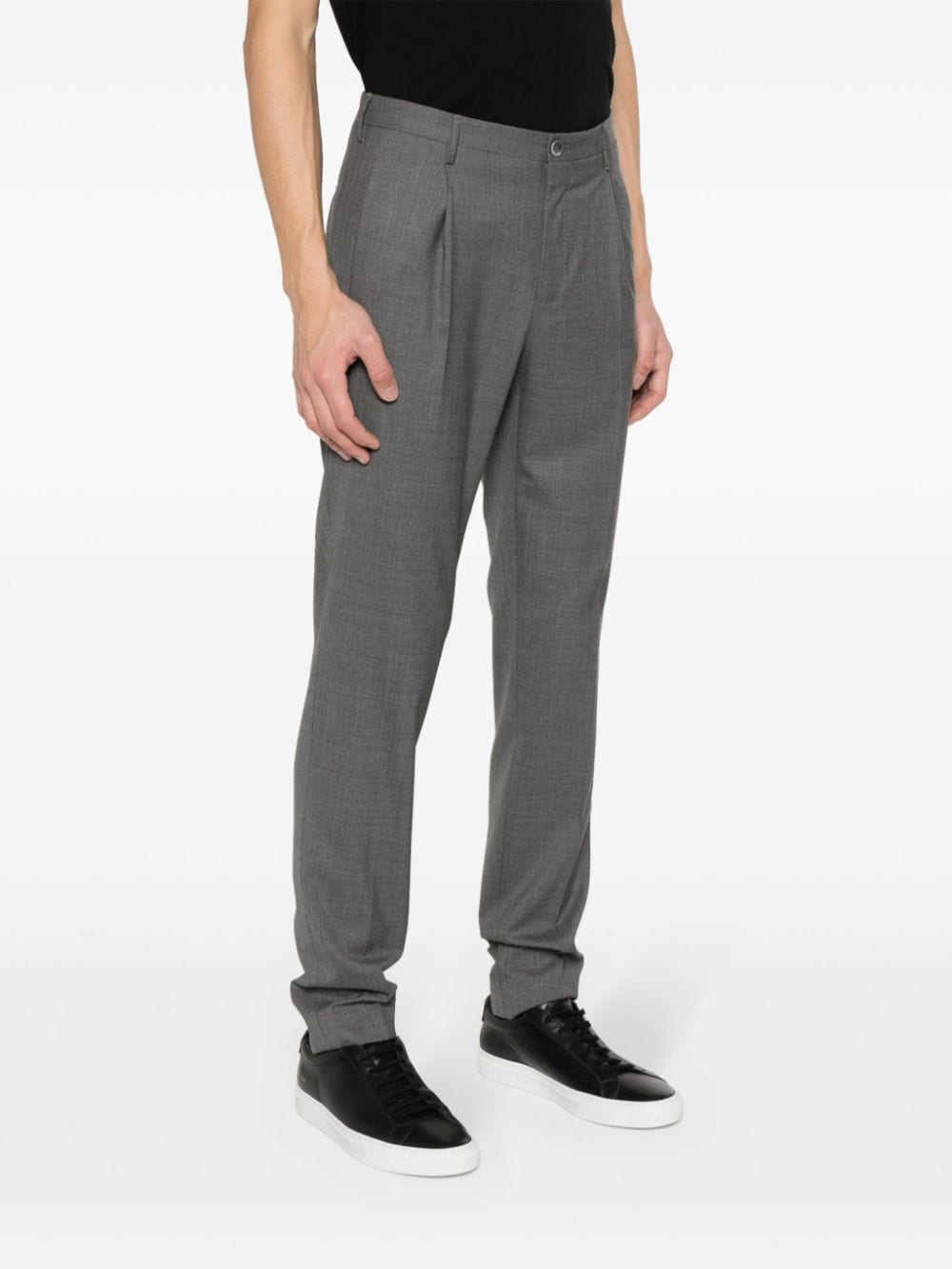 Shop Incotex Tapered Virgin Wool Trousers In Grey