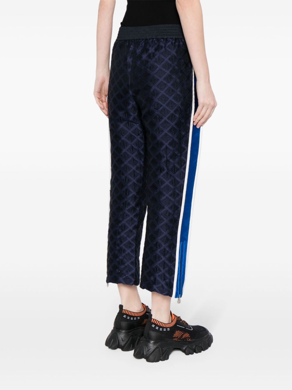 Pre-owned Chanel 2003 Side-striped Cropped Jogging Trousers In Blue