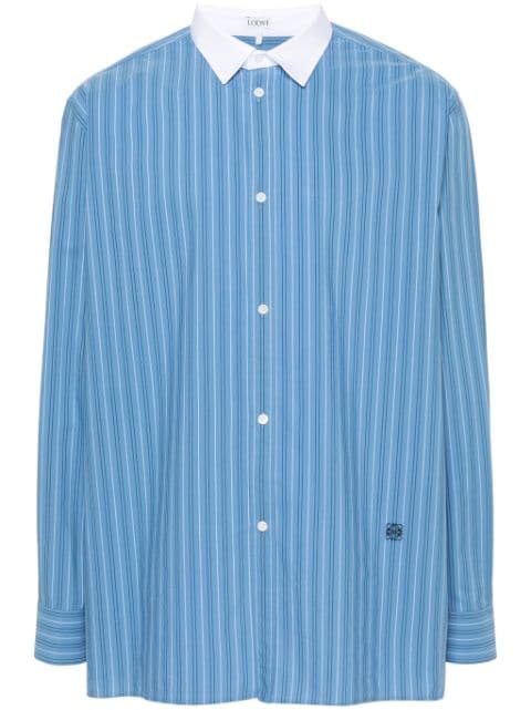 LOEWE striped contrasting-collar shirt