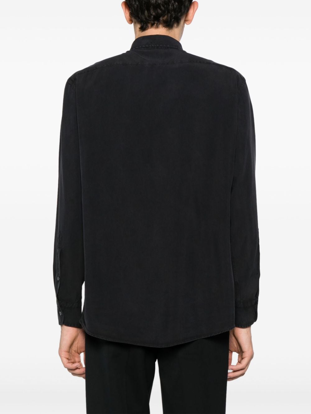 Shop Zegna Spread-collar Silk Shirt In Black