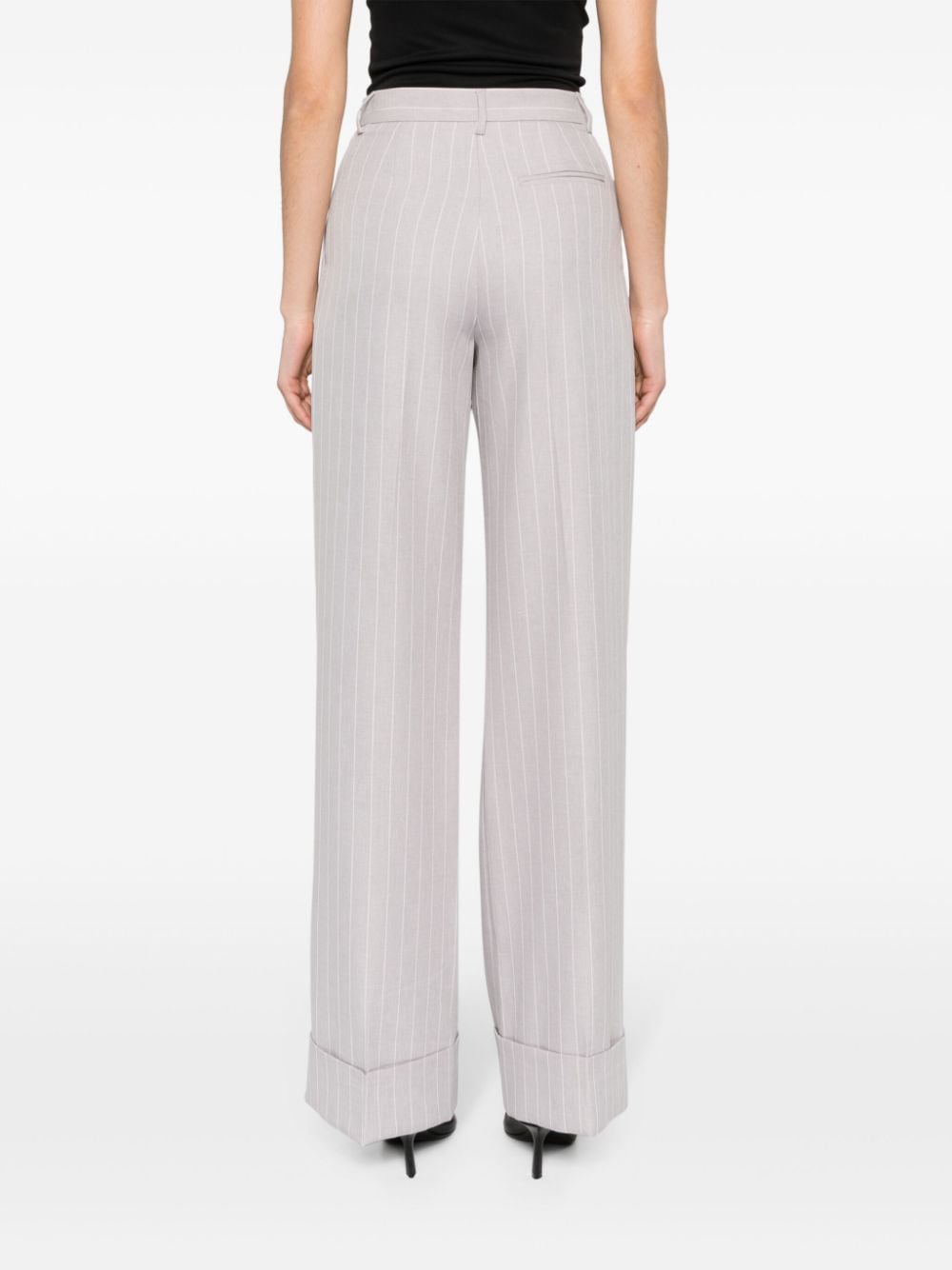 Shop The Andamane Wide-leg Pinstripe Trousers In Grey
