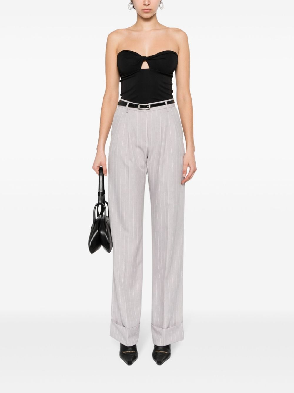 Shop The Andamane Wide-leg Pinstripe Trousers In Grey