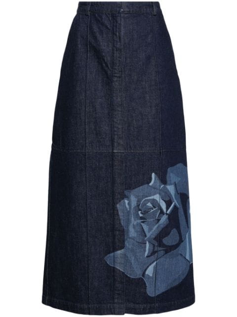 Kenzo floral-print denim maxi skirt