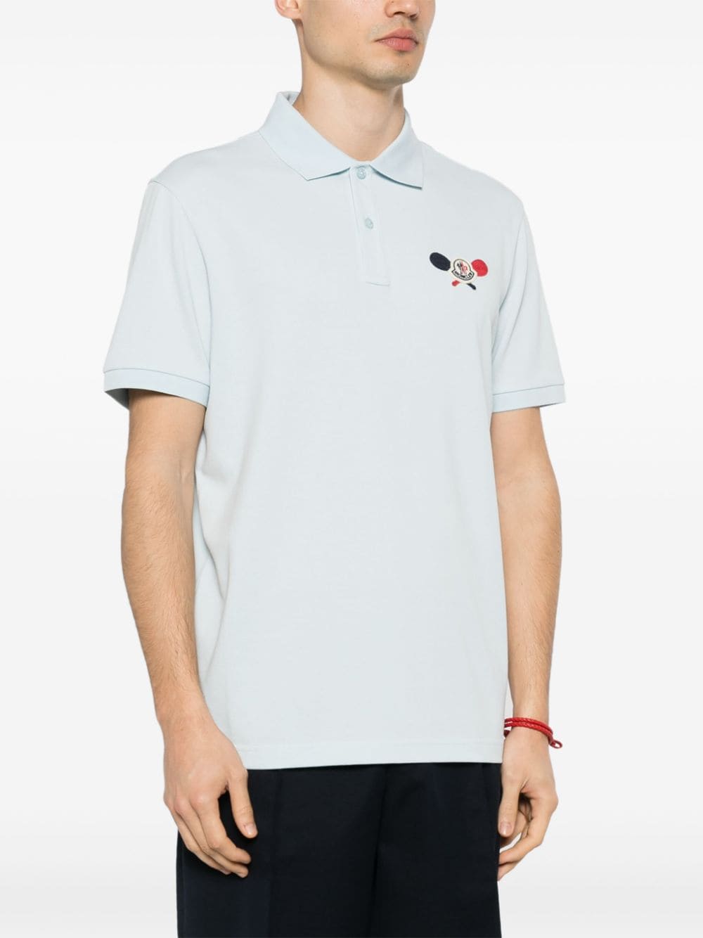Shop Moncler Appliqué-logo Polo Shirt In 蓝色
