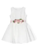 Colorichiari floral-appliqué satin dress - White