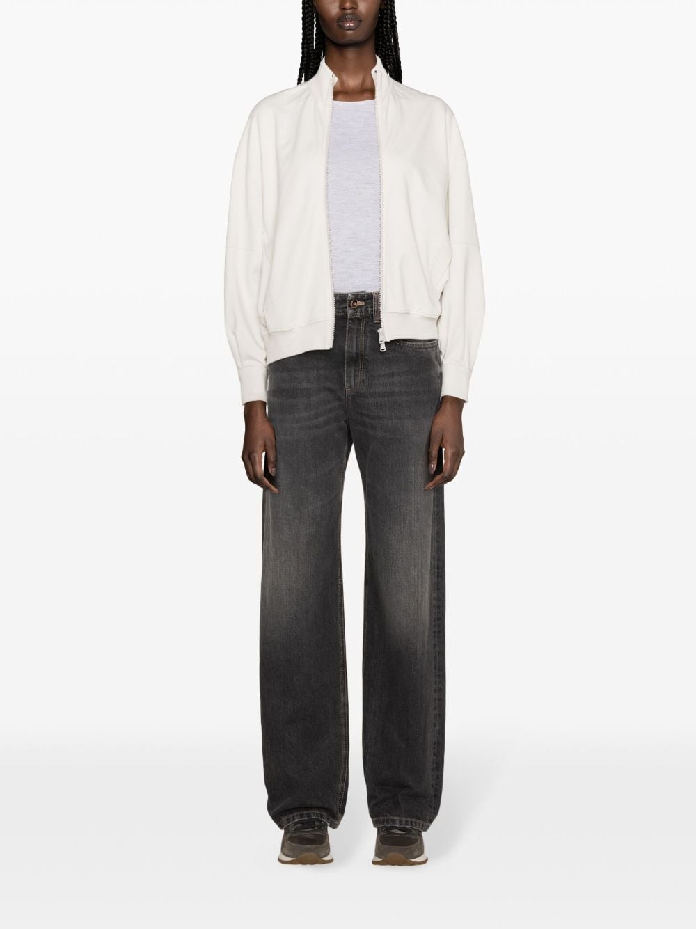 Shop Brunello Cucinelli Mid-rise Straight-leg Jeans In Grey