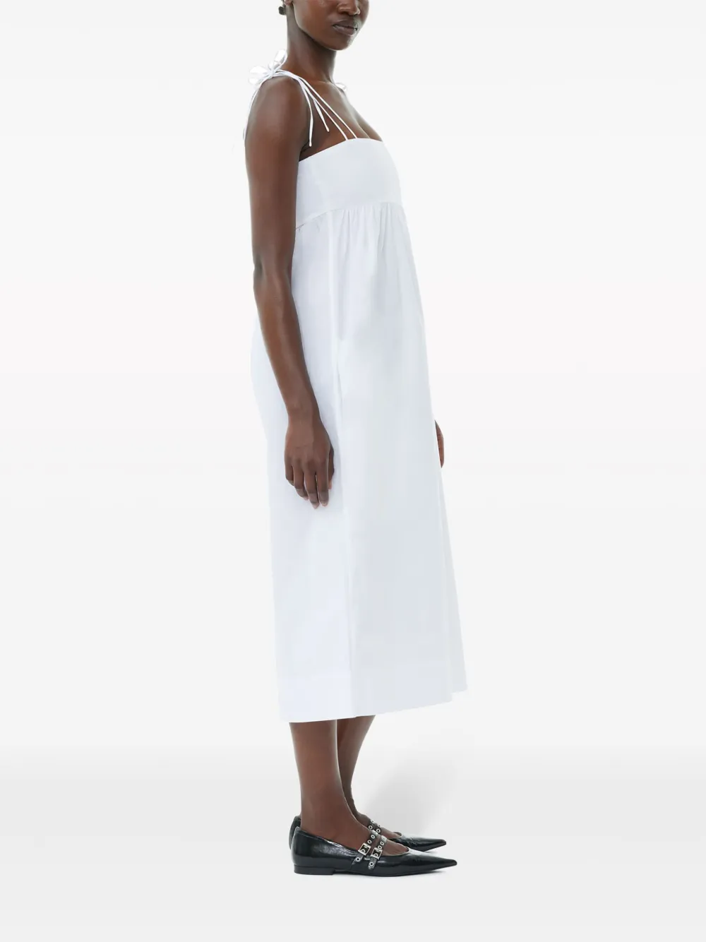 COTTON POPLIN STRING MIDI DRESS