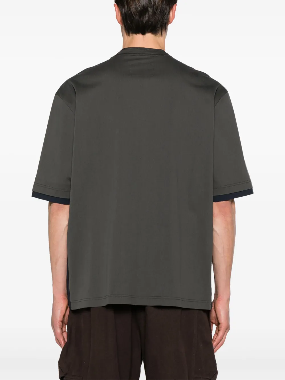 Shop Sacai Panelled Crew-neck Cotton T-shirt In Grau