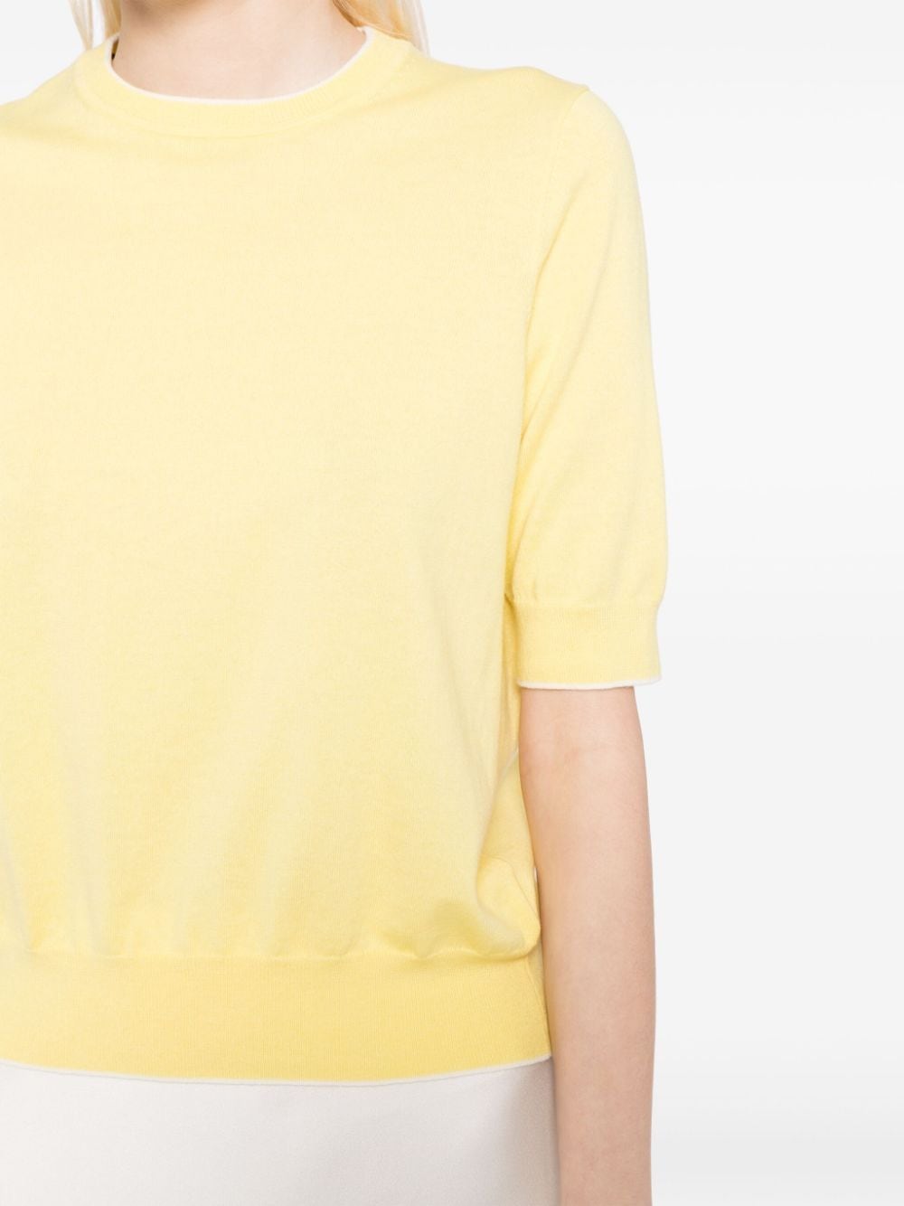 Shop N•peal Short-sleeve Fine-knit T-shirt In 黄色