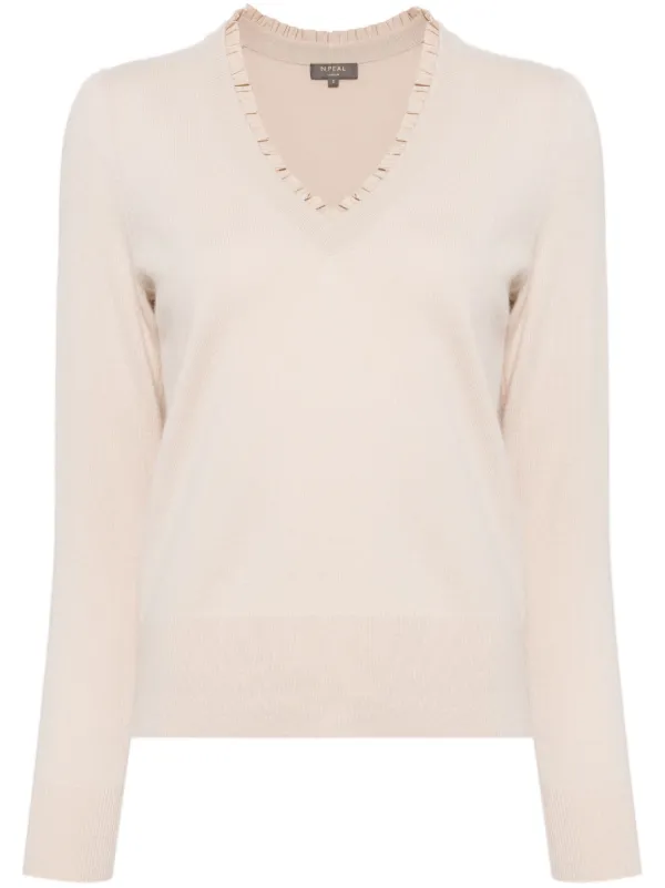 ruffle-trim Cashmere Jumper Neutrals FARFETCH IN