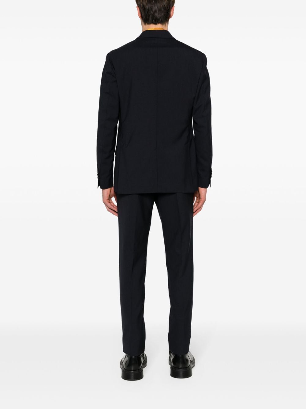 Shop Lardini Double-breasted Wool Suit In Blue