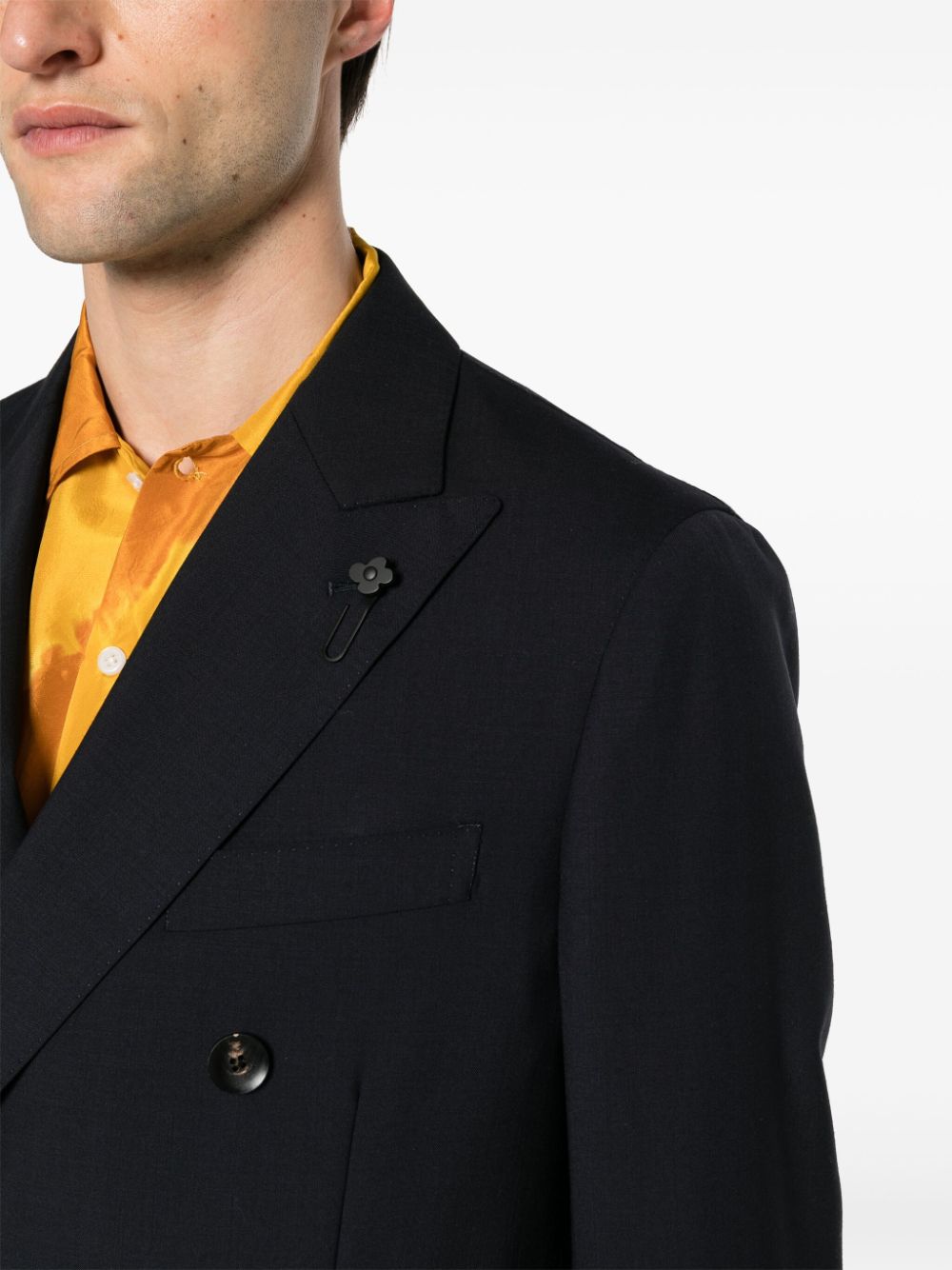 Shop Lardini Double-breasted Wool Suit In Blue