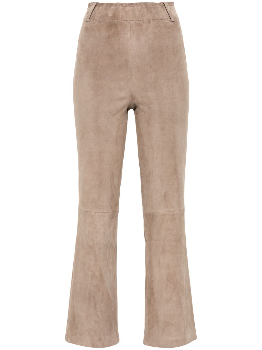 Arma Straight-leg Leather Trousers In Neutrals