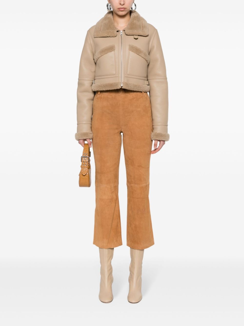 Shop Arma Straight-leg Cropped Leather Trousers In Neutrals