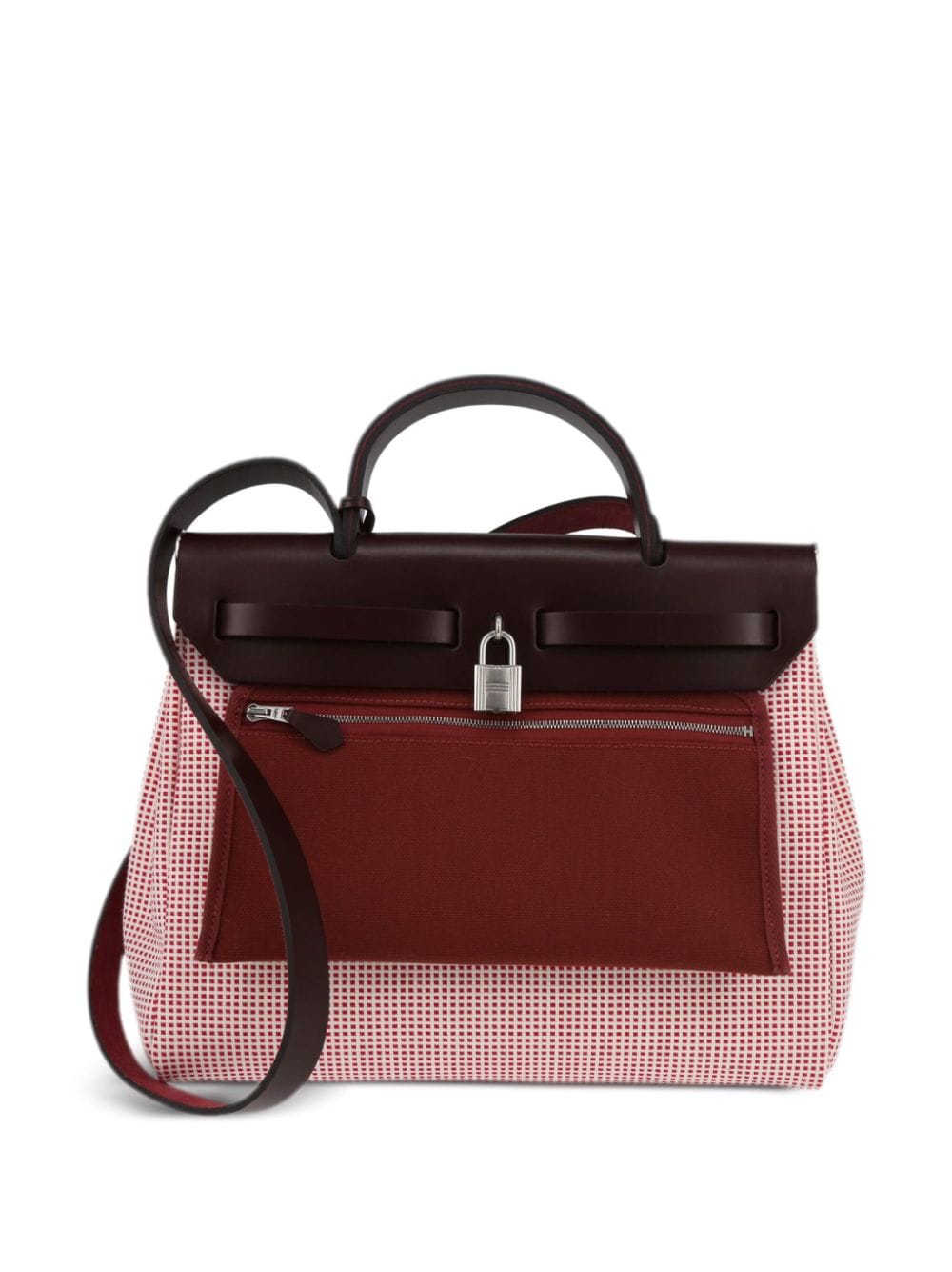Pre-owned Hermes  Herbag Checked Two-way Bag In Red