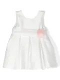 Abel & Lula floral-appliqué pleated dress - White
