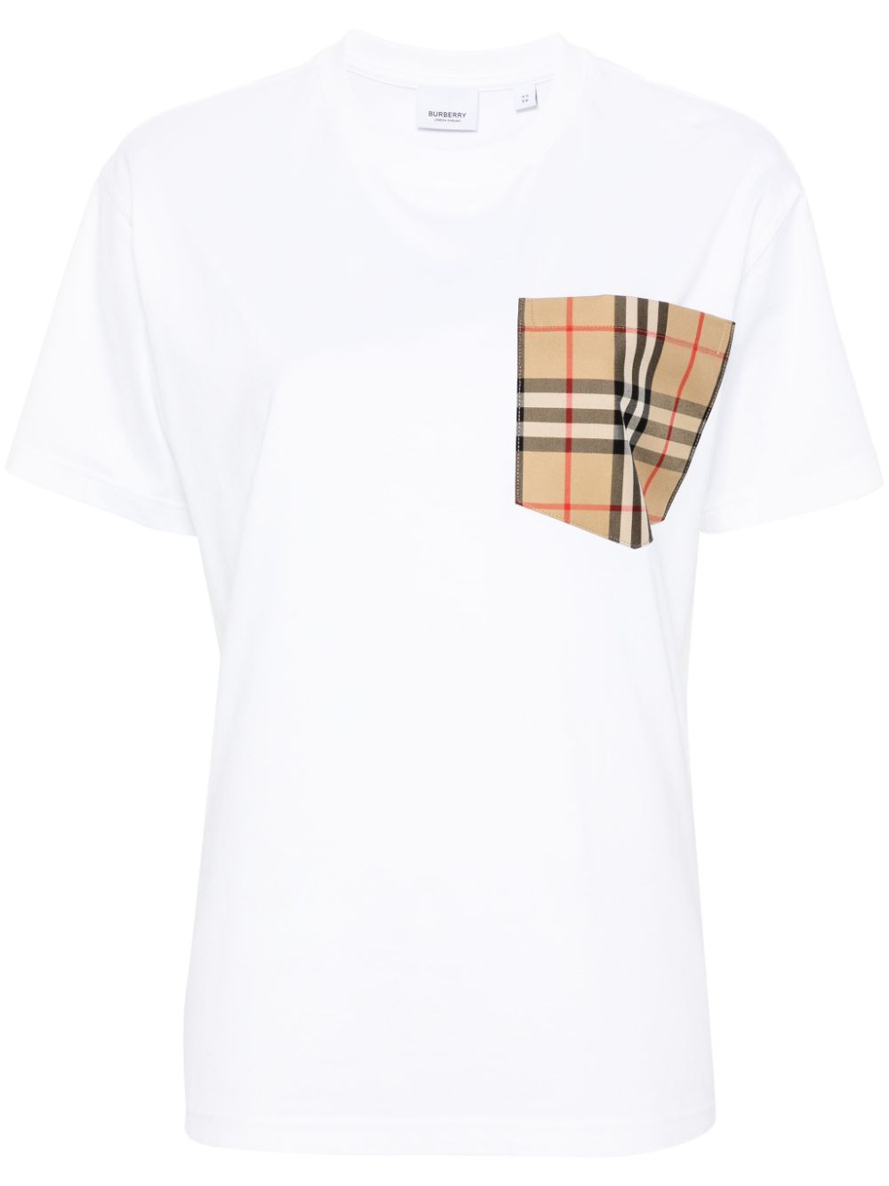 Burberry T-shirt met geruite zak Wit